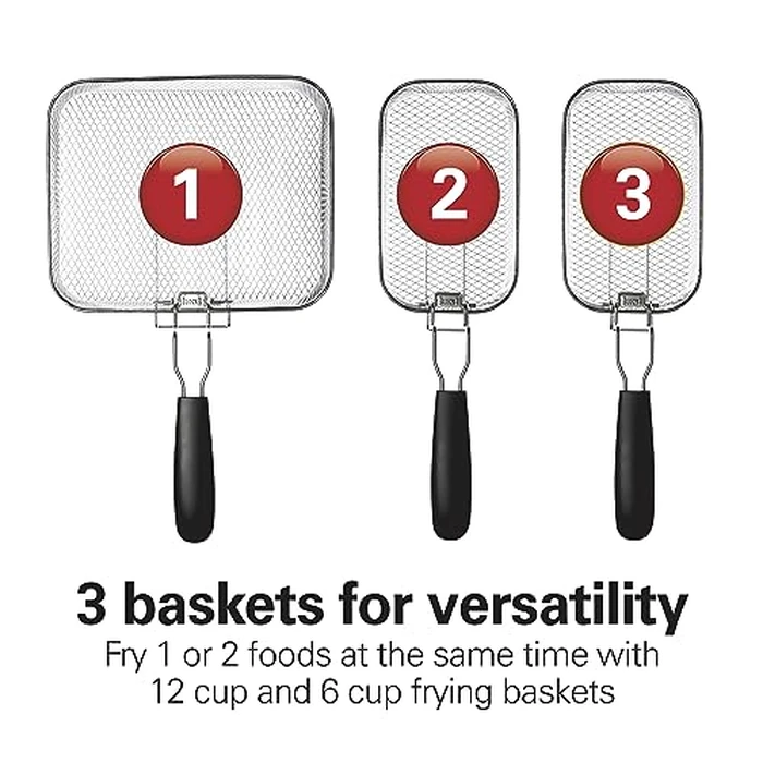 Hamilton Beach Electric Deep Fryer with 3 Baskets and Lid, 4.5 Liters / 19 Cups Oil Capacity, Temperature Control, View Window, Professional Style, 1800 Watts, Stainless Steel (35034) by Hamilton Beach - Image 4