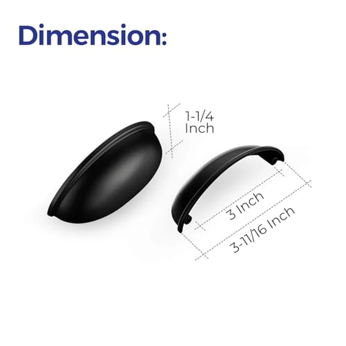 Ravinte 10 Pack 3" Drawer Pulls Flat Black Cabinet Cup Pulls Kitchen Hardware Cabinet Handles Drawer Handles Knobs 3 inch Hole Center by Ravinte - Image 3