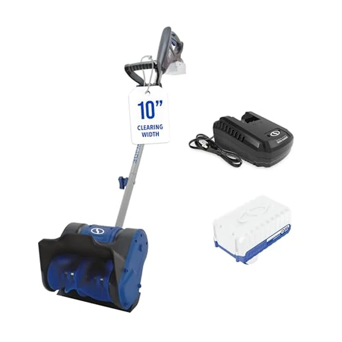Snow Joe 24V Cordless Electric Shovel Kit w/ 4Ah Battery & Charger, 10″ Clearing Width, 210W Motor - Portable, Lightweight, Fast Ice & Snow Removal for Deck, Patio, Driveway, 24V-SS10 by Snow Joe - Used - Acceptable condition