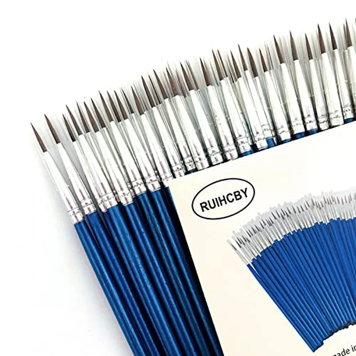60 Pack Pointed Round Painting Brush,Hand Made Thread Drawing Brush,Detail,Nail Brushes for Detail and Miniature Drawing,Painting,Coloring by Acrylic, Oil and Watercolor (M(#00)) by RUIHCBY - Image 5