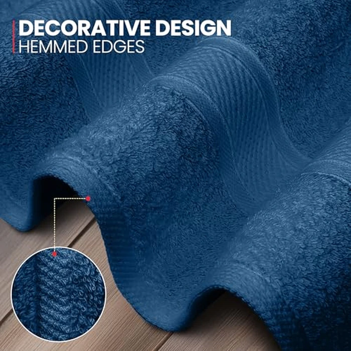 Canadian Linen Imperial Premium Hand Towels Set, 6 Pack, 16”x27”, Soft Absorbent Cotton Towels Lightweight Quick Dry Bathroom Towel for Hair Salon Spa Home Restaurant Kitchen Gym Pool Hotel, Navy Blue by Canadian Linen - Used - Good condition - CA$23.07