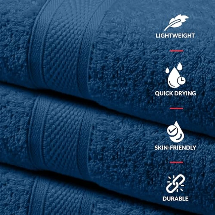 Canadian Linen Imperial Premium Hand Towels Set, 6 Pack, 16”x27”, Soft Absorbent Cotton Towels Lightweight Quick Dry Bathroom Towel for Hair Salon Spa Home Restaurant Kitchen Gym Pool Hotel, Navy Blue by Canadian Linen - Image 3