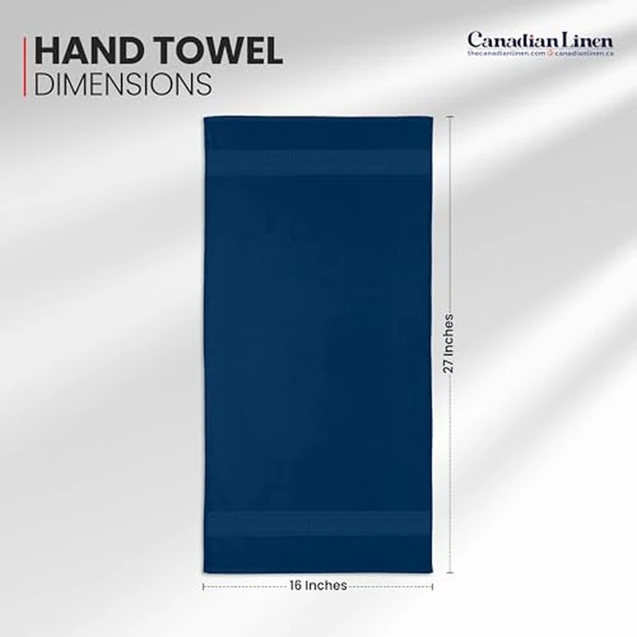 Canadian Linen Imperial Premium Hand Towels Set, 6 Pack, 16”x27”, Soft Absorbent Cotton Towels Lightweight Quick Dry Bathroom Towel for Hair Salon Spa Home Restaurant Kitchen Gym Pool Hotel, Navy Blue by Canadian Linen - Image 5