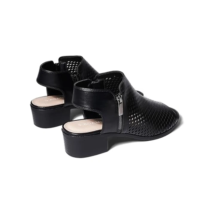 J. Adams Tracy Perforated Flat Bootie - Casual Open Toe Low Heel - Cut Out Shoe, Black Pu, 5.5 by J. Adams - Image 4