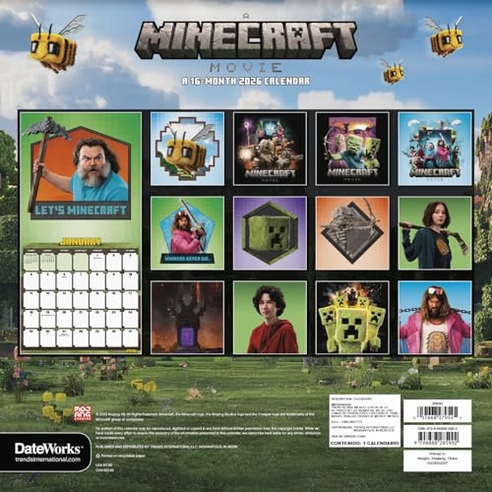 2026 Minecraft Movie Wall Calendar by DateWorks - Image 4