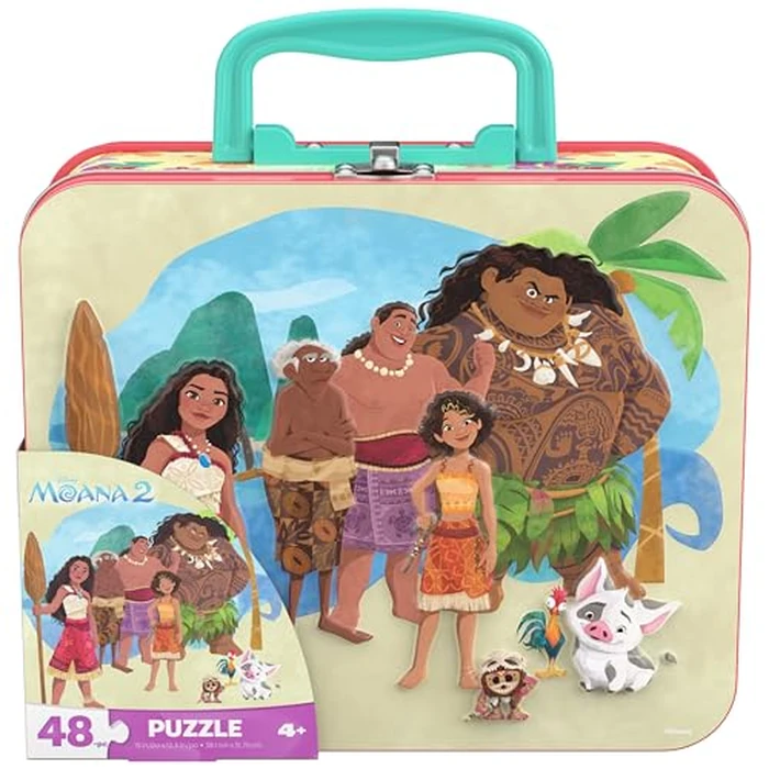 Spin Master Games, Disney’s Moana 2 Puzzle in Reusable Lunchbox Storage Tin, 48 Pieces, Disney Puzzle, Kids Toys for Girls & Boys, for Ages 4 & Up by Spin Master Games - Used - Like New condition