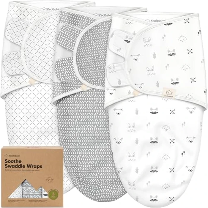 KeaBabies 3-Pack Organic Baby Swaddle Sleep Sacks - Swaddles for Newborns, Infant 0-3 Months, Baby Girls, Boys, Soft & Snug Newborn Sleep Sack, Nursery Swaddling Blankets (Nordic, OS) by KeaBabies - Used - Like New condition