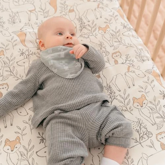 Crane Baby Soft Cotton Crib Mattress Sheet, Unisex Fitted Sheet for Crib & Toddler Beds 28" w x 52" h x 9" d - Ezra, Woodland Animal by Crane Baby - Image 4