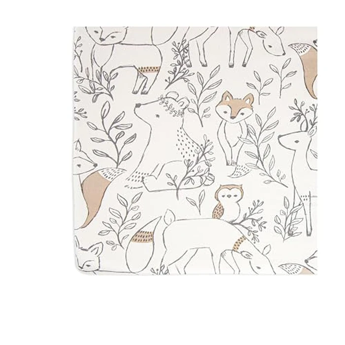 Crane Baby Soft Cotton Crib Mattress Sheet, Unisex Fitted Sheet for Crib & Toddler Beds 28" w x 52" h x 9" d - Ezra, Woodland Animal by Crane Baby - Image 6
