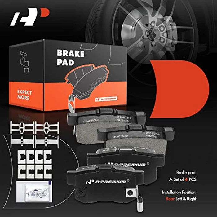 A-Premium Rear Ceramic Disc Brake Pads Set Compatible with Select Acura, Honda and Suzuki Models - Accord, Civic, CL, CSX, EL, ILX, Integra, RSX, TL, TSX, Vigor, CR-Z, Prelude, S2000, Kizashi, SX4 by A-premium - Image 6