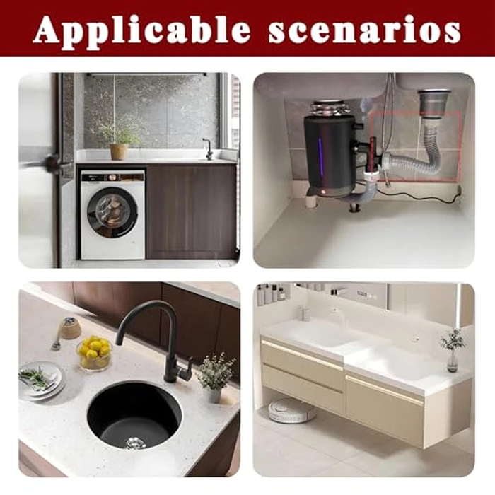 1-1/2 Inch Flexible Sink Drain Pipe, Scalable 13-33.5 Inch P Trap Pipe, Kitchen Sink Drain Kit，Bathroom Sink Drain, Contains 1-1/4 Inch Adapter (Gray) by Generic - Image 7