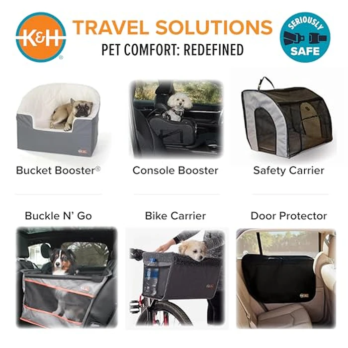 K&H Pet Products Center Console Dog Car Seat for Small Dogs & Cats, Secure Armrest Booster Pet Carrier with Safety Tether, Zippered Enclosure, 2 Pockets, Washable Plush Pad, for Pets Under 8 lbs. by K&H - Image 8