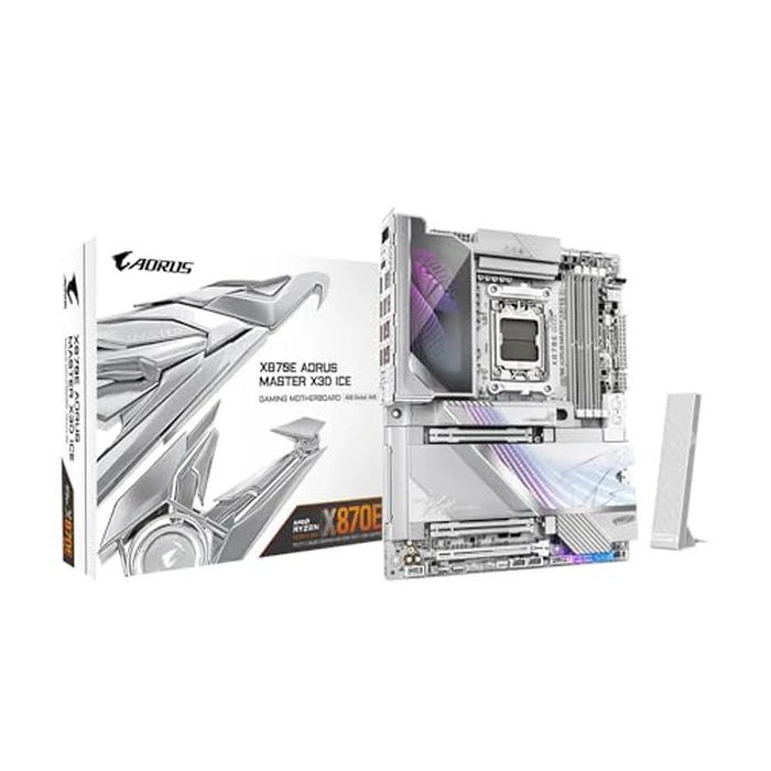 GIGABYTE X870E AORUS Master X3D ICE AMD AM5 LGA 1718 ATX Motherboard, Supports AMD Ryzen 9000/8000/7000 Series Processors, DDR5, 18+2+2 Power Phase, 5X M.2, PCIe 5.0, WIFI7, 10GbE, 5-Year Warranty by GIGABYTE - Used - Very Good condition - CA$795.14