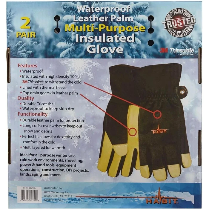 Habit Waterproof Multi-Purpose Insulated Gloves M - Black/Yellow by Habit - Image 2