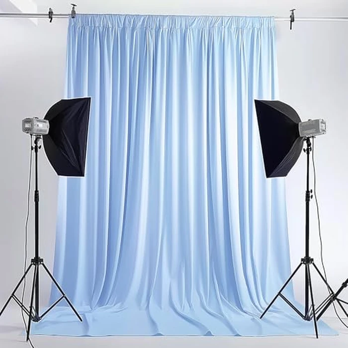 GALLETY Baby Blue Backdrop Curtain for Wedding, Photo Backdrop Curtain for Bridal Shower Decorations - 10FT x 10FT Stage Curtains for Graduation Dances,Birthday Party,Baby Themed Celebration by GALLETY - Image 8