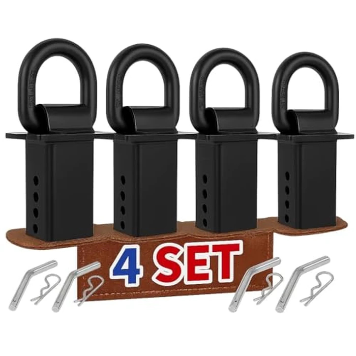 Stake Pocket D Rings Heavy Duty 18000lbs - Trailer Tie Down Anchors for Flatbed Trucks & Utility Trailers, 2"x4" Stake Pocket Mount with 1/2" Hitch Pin | 4PCS Trailer Accessories D Rings(Black) by TORVEC - Image 1