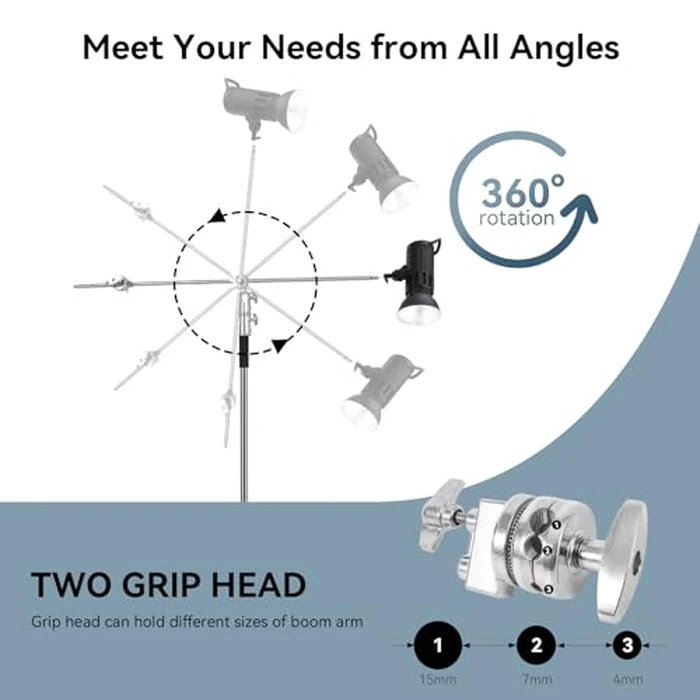 Trrose C Stand with Boom Arm - Max Height 10.82ft/330cm C Stand, 100% Stainless Steel, High Stability Photography Light Stand with Boom Arm 3.6ft/110cm for Strobe Light, Softbox, Reflector by Trrose - Image 5