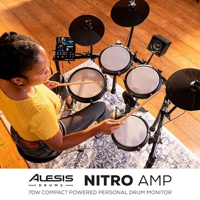 Alesis Nitro Amp 70W 3" Compact Electric Drum Monitor Speaker for Practice and Lessons, Rack-Mountable with Clamps Included by Alesis - Image 8