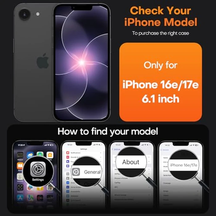 TAURI for iPhone 17e / iPhone 16e Case, Compatible with MagSafe, Anti-Yellowing with Screen Protectors, Shockproof Military-Grade Protection, Slim Magnetic Phone Case for iPhone 16 e / 17 e, Clear by TAURI - Image 7