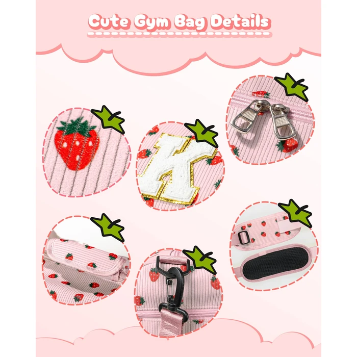 Vogewood Teenager Girl Gift Ideas, Girls Gym Bag, Kids Personalized Weekend Duffel Bags with Shoe Compartment, Initial Travel Tote with Makeup Pouch, 10 Year Old Girl Birthday Gifts (Letter M) by Vogewood - Image 7