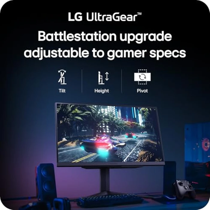 LG Ultragear 27″ QHD 240Hz IPS Gaming Monitor - 1ms (GtG), 95% DCI‑P3, DisplayHDR400, HDMI2.1, NVIDIA G‑SYNC & AMD FreeSync Premium, Height/Tilt/Pivot Stand, 27GR83Q-B by LG - Image 6