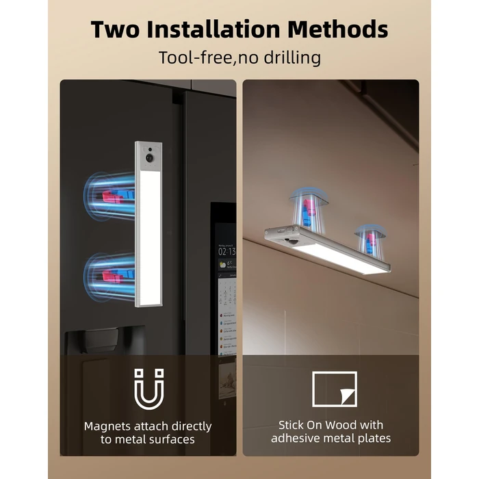 EZVALO 5-Pack Under Cabinet Lighting, 2400mAh Rechargeable Motion Sensor Light, 10inch Magnetic Closet Lights with Dimmable & 3 Color Temps, Wireless Motion Activated Lights with Remote for Kitchen by EZVALO - Image 6