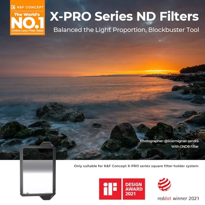 K&F Concept 100 x 150mm Reverse GND8 (3 Stop) ND Lens Filter, 36 Layer Coatings Hard Graduated Neutral Density Filter for Camera Lens by K&F CONCEPT - Image 2