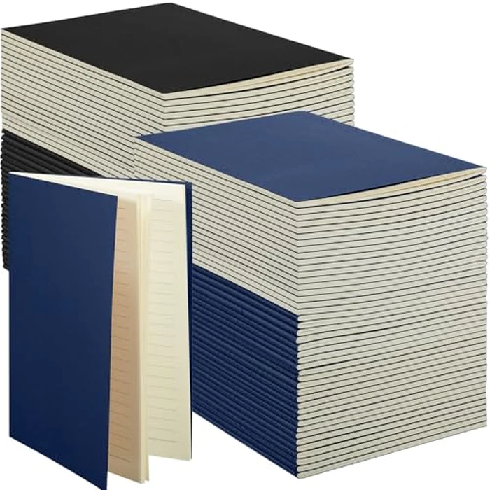 Mimorou 100 Pcs Journals Notebooks Bulk - Kraft Softcover A5 Small Notebooks 5.5 Inch x 8.3 Inch Notepads with 60 Page 30 Sheet for Writing Sketch Travel Office Supplies(Black, Navy,Lined) by Mimorou - Used - Like New condition - US$58.91