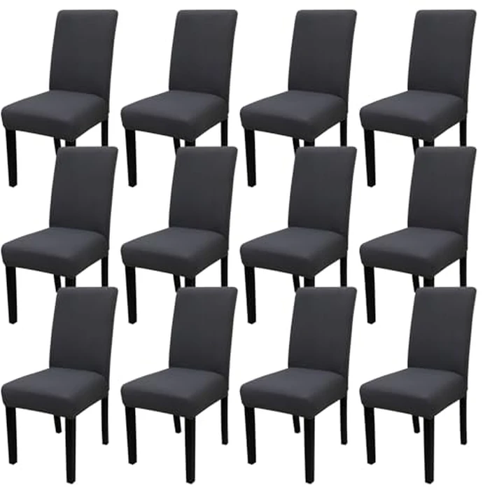 JQinHome Dining Room Chair Covers Set of 12, High Stretch Chair Slipcover Removable Washable Chair Seat Protector Cover for Home Party Hotel Wedding Ceremony (Grey) by JQinHome - Used - Very Good condition