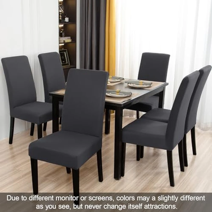 JQinHome Dining Room Chair Covers Set of 12, High Stretch Chair Slipcover Removable Washable Chair Seat Protector Cover for Home Party Hotel Wedding Ceremony (Grey) by JQinHome - Image 2