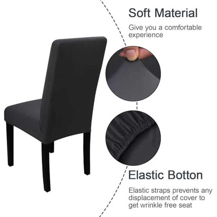 JQinHome Dining Room Chair Covers Set of 12, High Stretch Chair Slipcover Removable Washable Chair Seat Protector Cover for Home Party Hotel Wedding Ceremony (Grey) by JQinHome - Image 4