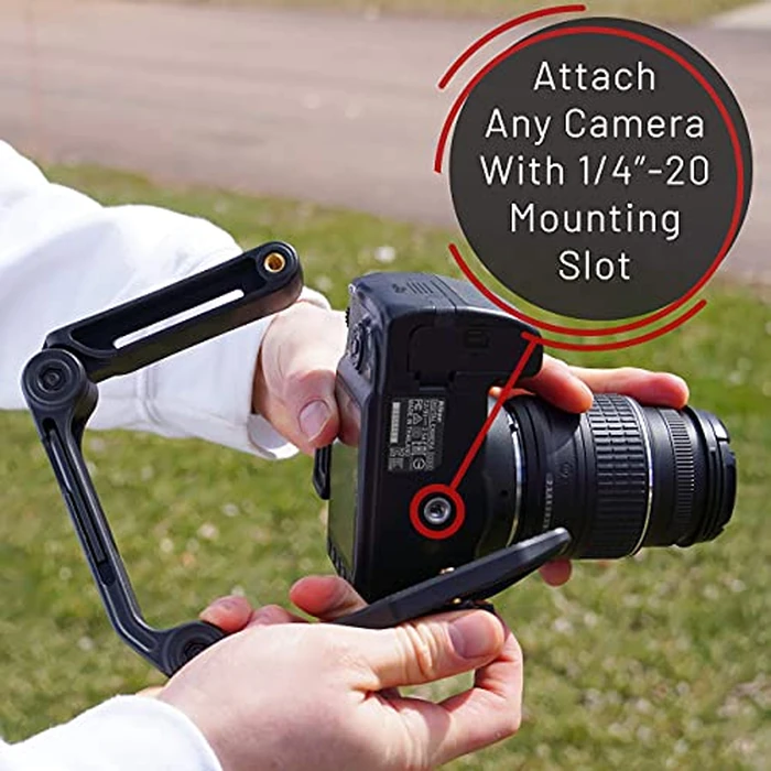GENS Handheld Camera Stabilizer Grip - Universal U-Shaped Handle Works with DSLR, Mirrorless, & Video Cameras with 1/4"-20 Threaded Insert - Foldable Design with Extra Mounting Holes for Accessories by GENS - Image 3