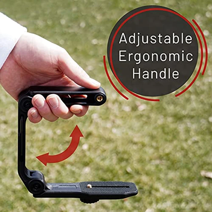 GENS Handheld Camera Stabilizer Grip - Universal U-Shaped Handle Works with DSLR, Mirrorless, & Video Cameras with 1/4"-20 Threaded Insert - Foldable Design with Extra Mounting Holes for Accessories by GENS - Image 4