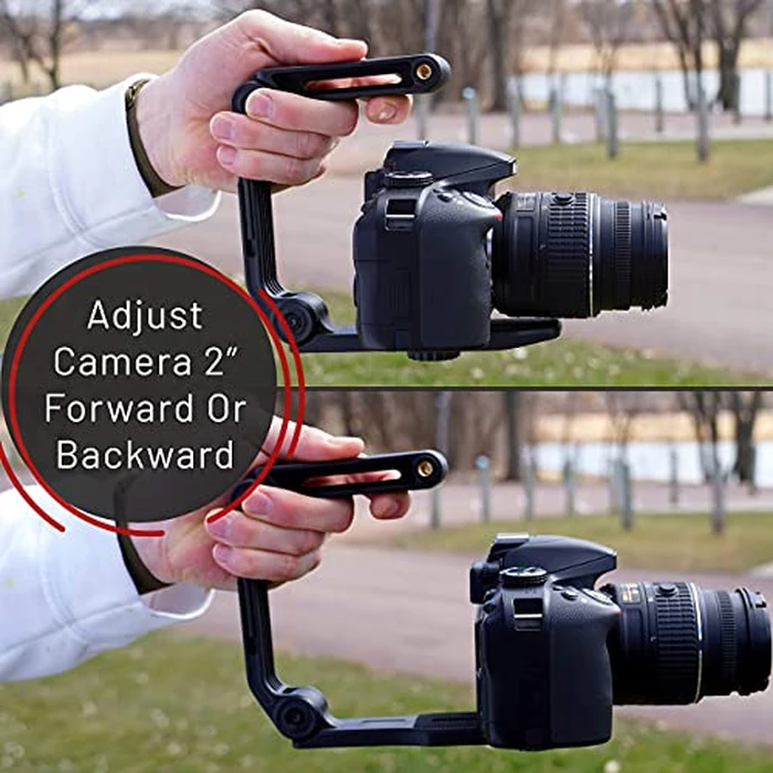GENS Handheld Camera Stabilizer Grip - Universal U-Shaped Handle Works with DSLR, Mirrorless, & Video Cameras with 1/4"-20 Threaded Insert - Foldable Design with Extra Mounting Holes for Accessories by GENS - Image 8