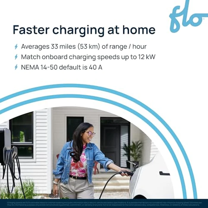 FLO Home X3 Level 2 Electric Vehicle Charging Station, 12 kW at 50 amp/240 V, Fast Home Charging for All EVs (J1772), NEMA 14-50 Plug, UL/Energy Star Certified, 25 ft Cable, Toughest Outdoor Rating by FLO - Image 3