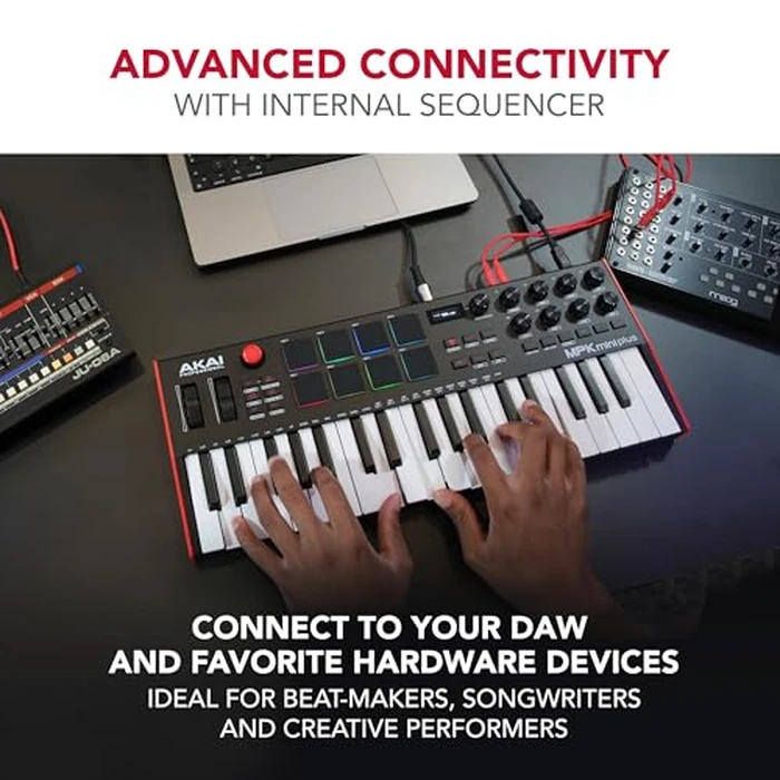 Akai Professional MPK Mini Plus - USB MIDI Keyboard Controller with 37 Mini Keys, 8 MPC Pads, Sequencer, MIDI/CV/Gate I/O, Music Production Software and Native Instruments Sound Package by Akai Professional - Image 3