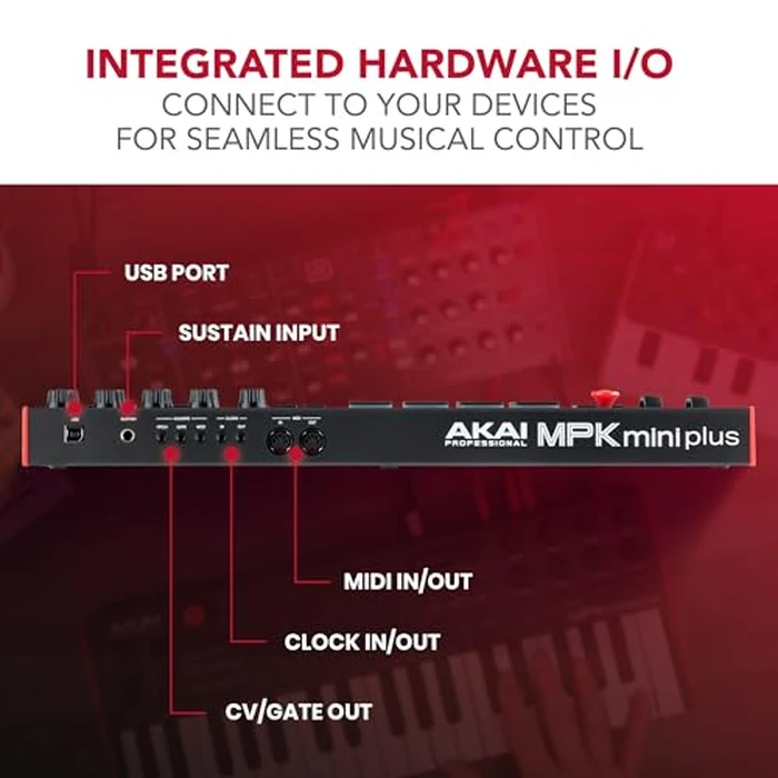 Akai Professional MPK Mini Plus - USB MIDI Keyboard Controller with 37 Mini Keys, 8 MPC Pads, Sequencer, MIDI/CV/Gate I/O, Music Production Software and Native Instruments Sound Package by Akai Professional - Image 7