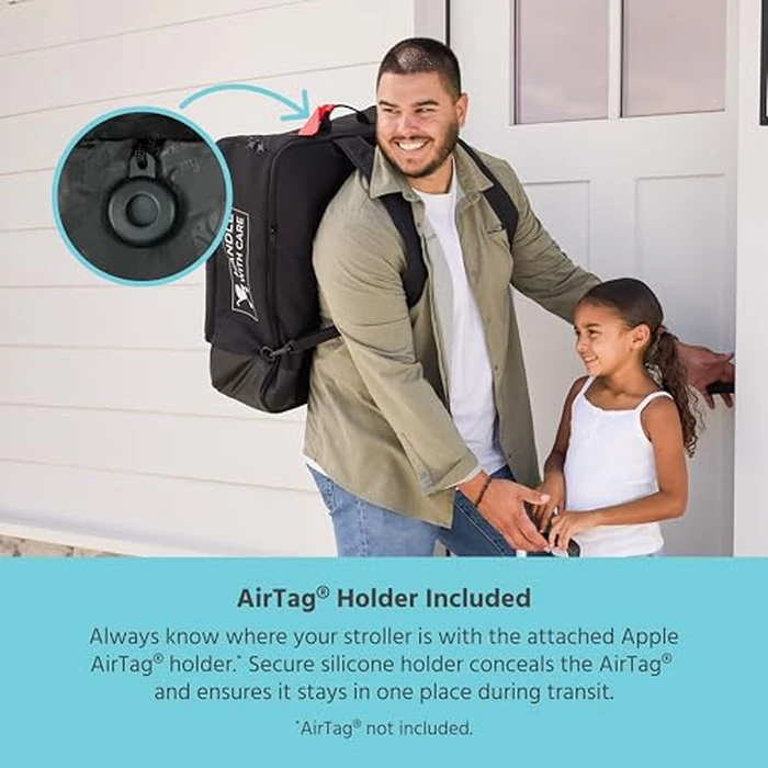 J.L. Childress Padded Compact Travel Stroller Bag for Airplane - Fits Most Compact-Fold Single Baby Strollers, AirTag Compatible, Black, Expands from 21"W x 23"H x 7"D to 21"W x 23"H x 11"D by J.L. Childress - Image 4
