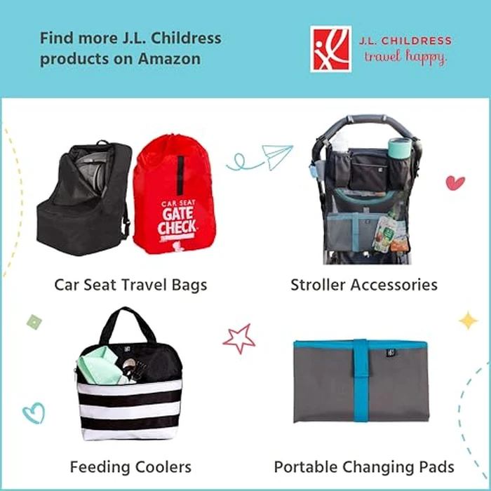 J.L. Childress Padded Compact Travel Stroller Bag for Airplane - Fits Most Compact-Fold Single Baby Strollers, AirTag Compatible, Black, Expands from 21"W x 23"H x 7"D to 21"W x 23"H x 11"D by J.L. Childress - Image 8