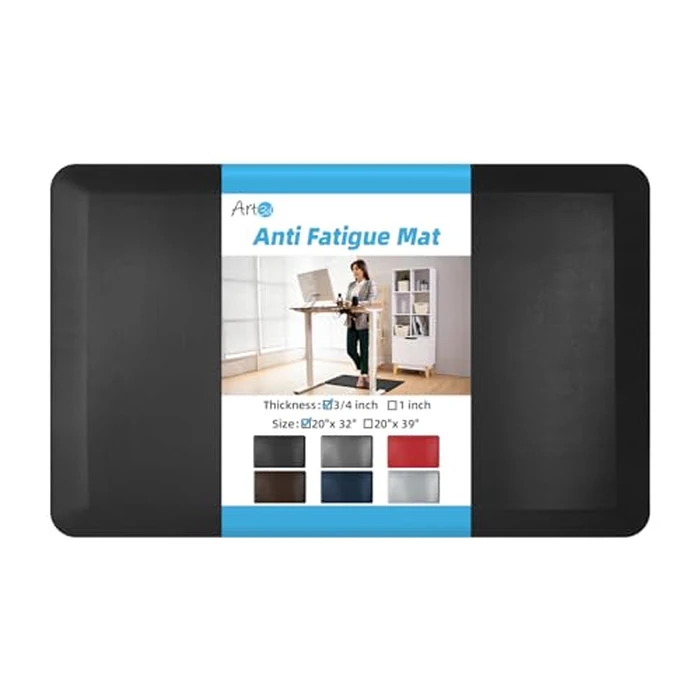 Art3d 3/4" Thick Kitchen Mats for Floor, Waterproof 20" X 32" Cushioned Comfort Mat, Anti Fatigue Mats for Kitchen, Ergonomic Standing Office Desk, Home and Garage, Black by Art3d - Image 1