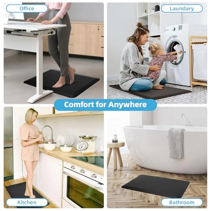 Art3d 3/4" Thick Kitchen Mats for Floor, Waterproof 20" X 32" Cushioned Comfort Mat, Anti Fatigue Mats for Kitchen, Ergonomic Standing Office Desk, Home and Garage, Black by Art3d - Image 6