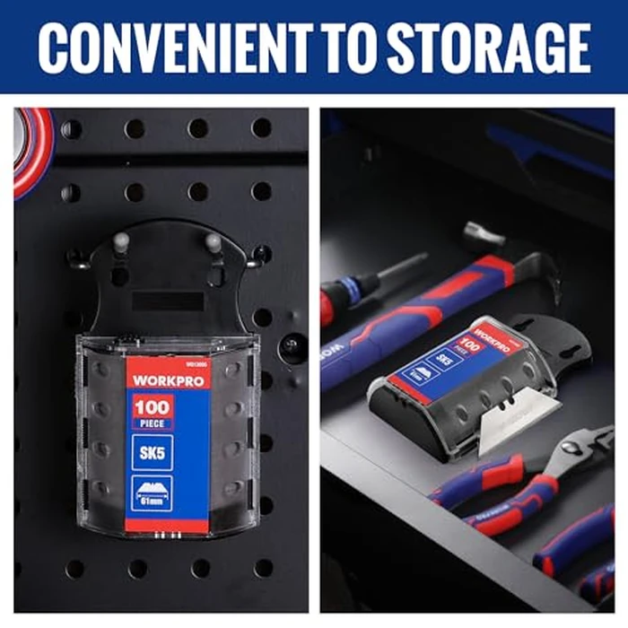 WORKPRO Utility Knife Blades, SK5 Steel, 100-Pack with Dispenser by WORKPRO - Image 3