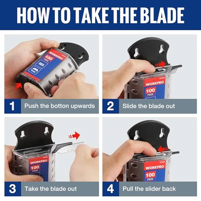WORKPRO Utility Knife Blades, SK5 Steel, 100-Pack with Dispenser by WORKPRO - Image 6