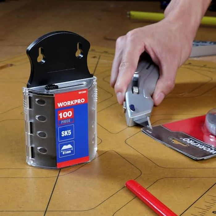 WORKPRO Utility Knife Blades, SK5 Steel, 100-Pack with Dispenser by WORKPRO - Image 9