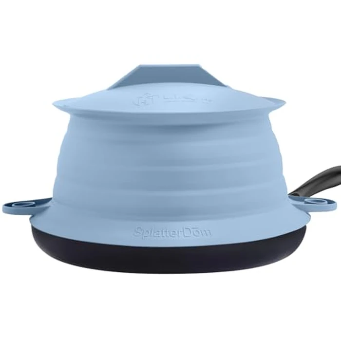 L.I.Q Silicone Splatter Guard - Fits 10 and 12 Inch Pots (25 and 30 Centimeters) - Microwave Safe and Durable SplatterDom - Includes 10” Lid - Food and Oil Splash Guard (Blue Steel, Large) by L.I.Q. - Image 1