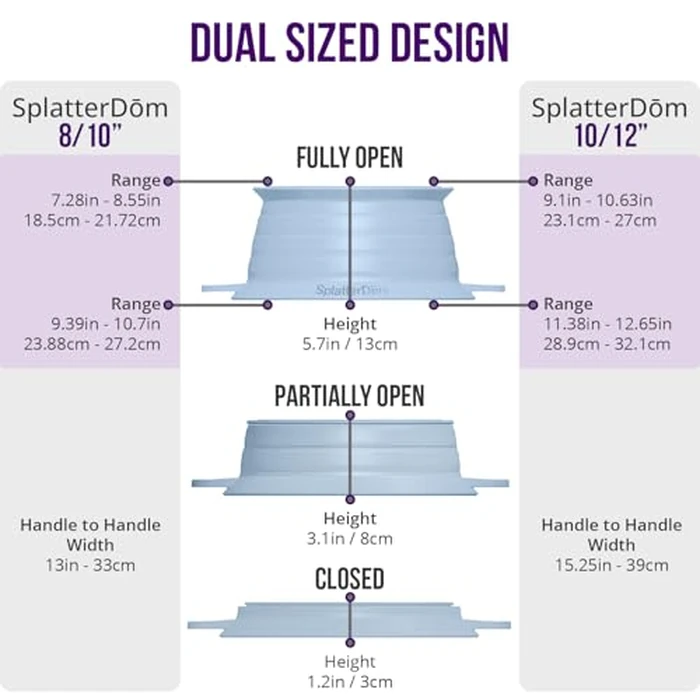 L.I.Q Silicone Splatter Guard - Fits 10 and 12 Inch Pots (25 and 30 Centimeters) - Microwave Safe and Durable SplatterDom - Includes 10” Lid - Food and Oil Splash Guard (Blue Steel, Large) by L.I.Q. - Image 3