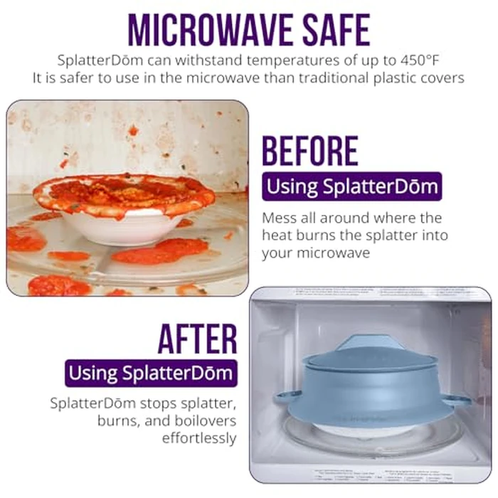 L.I.Q Silicone Splatter Guard - Fits 10 and 12 Inch Pots (25 and 30 Centimeters) - Microwave Safe and Durable SplatterDom - Includes 10” Lid - Food and Oil Splash Guard (Blue Steel, Large) by L.I.Q. - Image 8