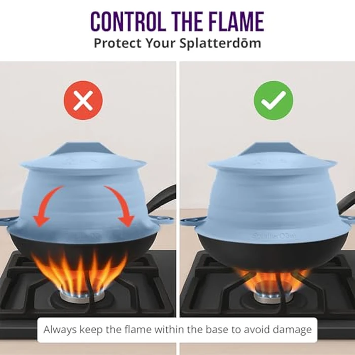 L.I.Q Silicone Splatter Guard - Fits 10 and 12 Inch Pots (25 and 30 Centimeters) - Microwave Safe and Durable SplatterDom - Includes 10” Lid - Food and Oil Splash Guard (Blue Steel, Large) by L.I.Q. - Image 9