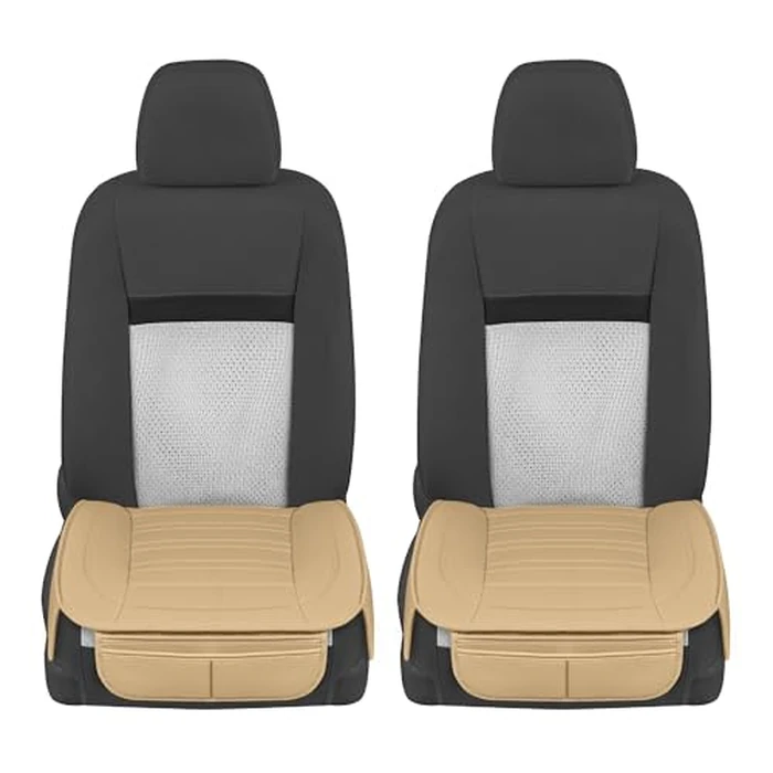 Motor Trend Seat Covers for Cars Trucks SUV, Faux Leather Beige Padded Seat Covers with Storage Pockets, Premium Interior Car Seat Cover, 2 x Front Seat Covers by Motor Trend - Image 7