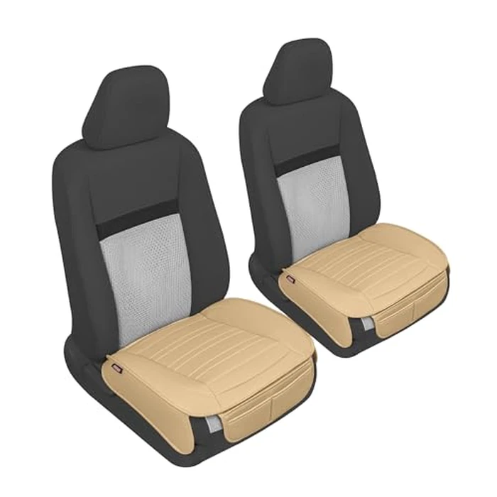 Motor Trend Seat Covers for Cars Trucks SUV, Faux Leather Beige Padded Seat Covers with Storage Pockets, Premium Interior Car Seat Cover, 2 x Front Seat Covers by Motor Trend - Image 8